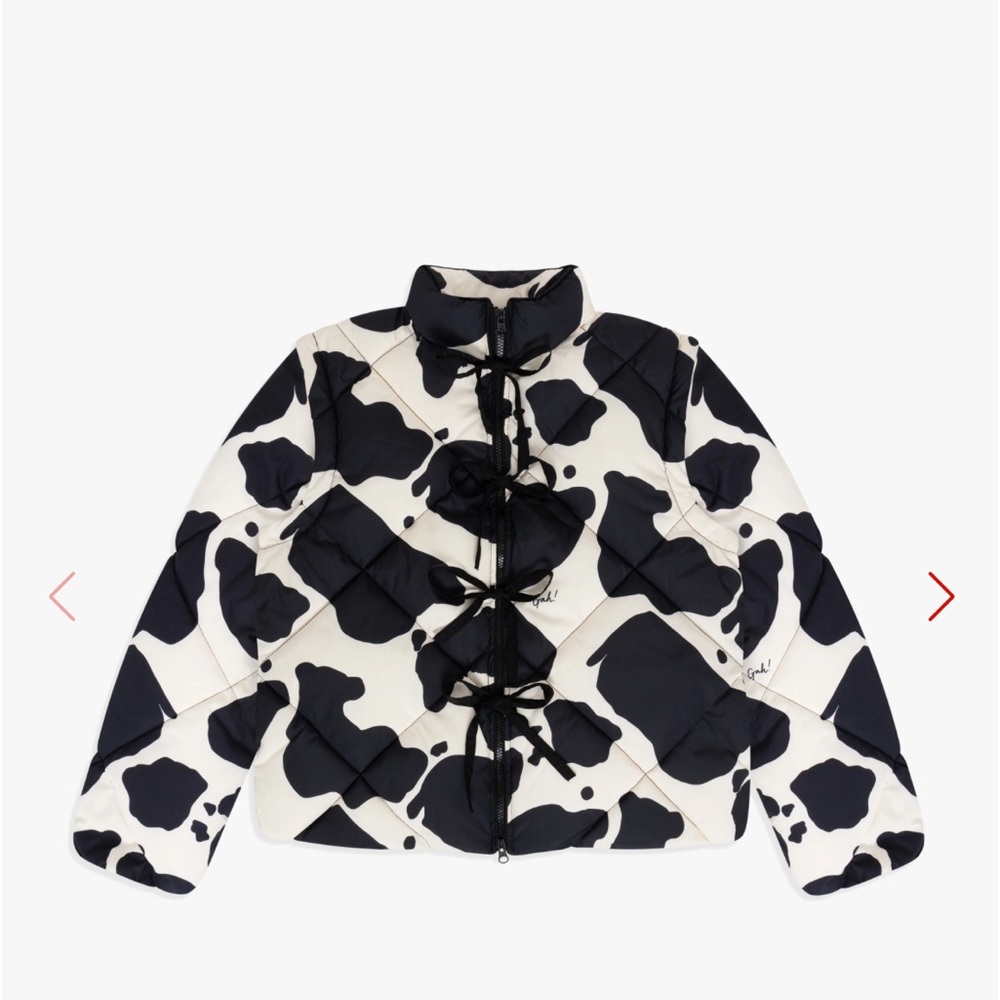 Lisa says gah! Cow print puffer jacket. BRAND NEW still in bag. Size SMALL